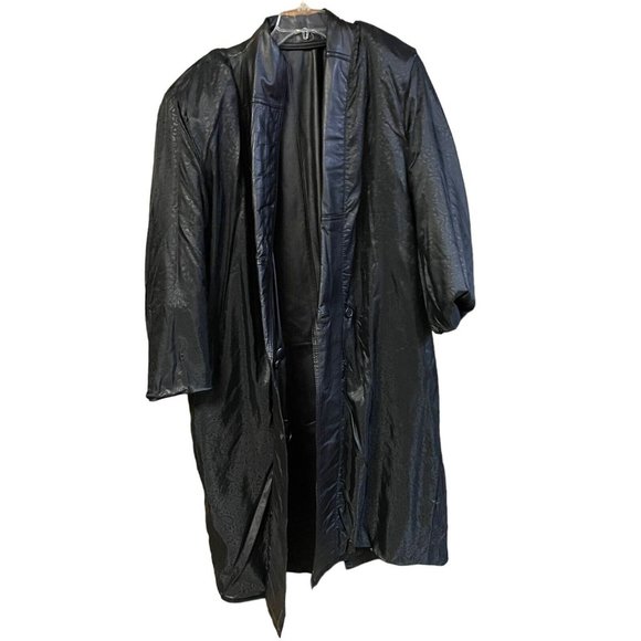 Vintage Global Identity G-III Full Length Black Leather Trench Coat Women Medium - Picture 5 of 9